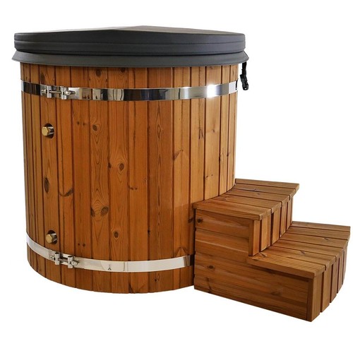 Tauchbecken aus thermoholz mit - tauchbecken,